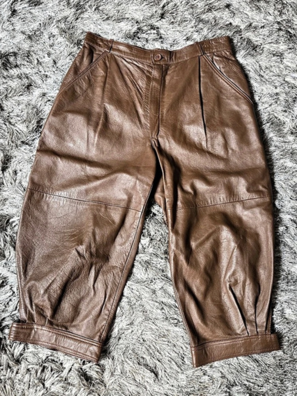Vtg Italian Leather Balloon Culottes